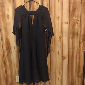 MODCLOTH black sleeveless dress with butterfly cape